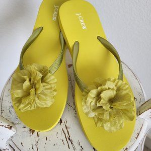 J. Crew Chartreuse Green Flip Fop Sandals